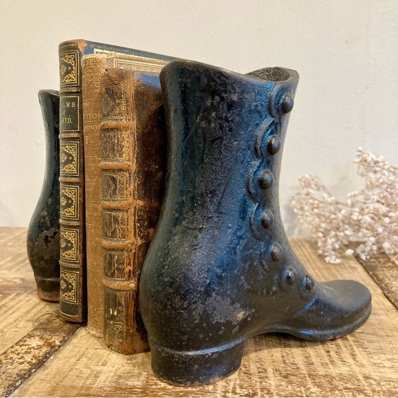 Antique Cast Iron Mannequin Boots Victorian Child Size Shoes - Picture 2 of 12